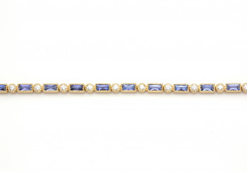 14k Yogo Sapphire and Diamond Tennis Bracelet 14k Yogo Sapphire and Diamond Tennis Bracelet