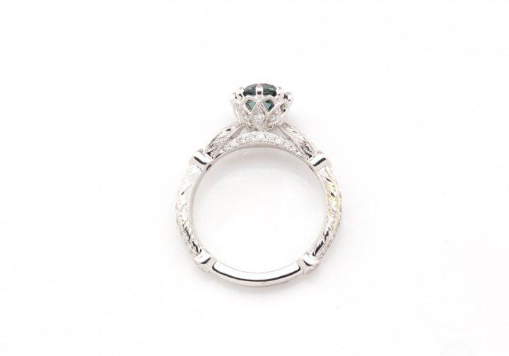 14k Montana Sapphire and Diamond Ring