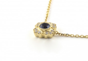 14k Yogo Sapphire and Diamond Necklace 14k Yogo Sapphire and Diamond Necklace