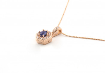 14k Yogo Sapphire and Diamond Pendant 14k Yogo Sapphire and Diamond Pendant