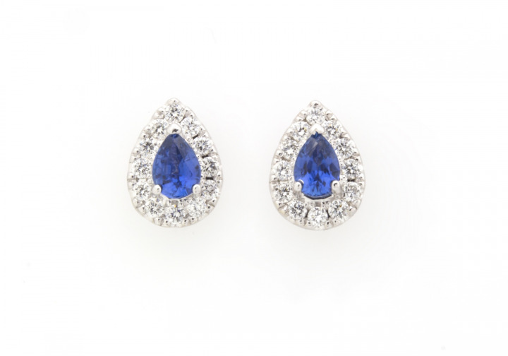 14k Yogo Sapphire and Diamond Earrings