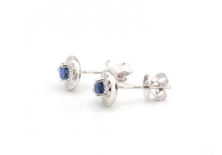 14k Yogo Sapphire and Diamond Earrings