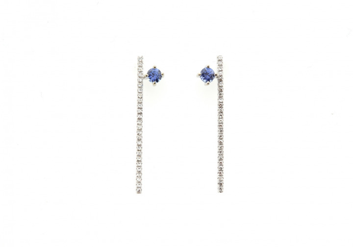 14k Yogo Sapphire and Diamond Earrings 