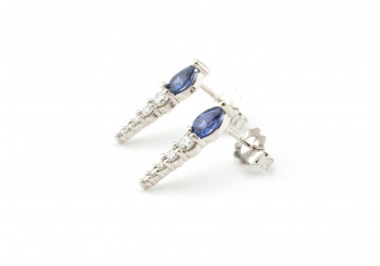 14k Yogo Sapphire and Diamond Earrings 14k Yogo Sapphire and Diamond Earrings