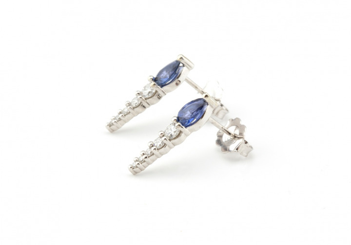 14k Yogo Sapphire and Diamond Earrings