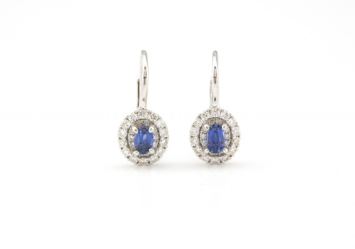 14k Yogo Sapphire and Diamond Earrings