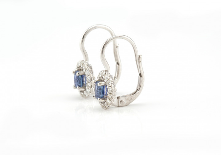 14k Yogo Sapphire and Diamond Earrings