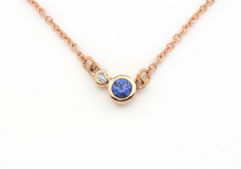 14K Yogo Sapphire & Diamond Necklace