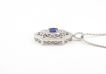 14K Yogo Sapphire & Diamond Pendant 14K Yogo Sapphire & Diamond Pendant