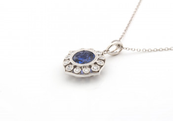 14K Yogo Sapphire & Diamond Pendant 14K Yogo Sapphire & Diamond Pendant