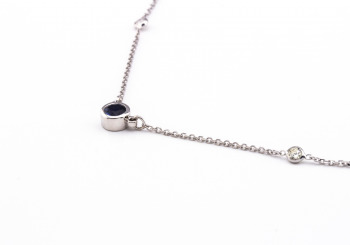 14K Yogo Sapphire & Diamond Necklace 14K Yogo Sapphire & Diamond Necklace