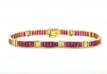 18k Ruby and Diamond Tennis Bracelet