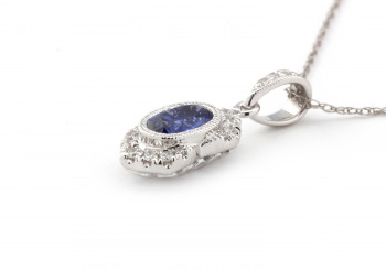 14K Yogo Sapphire & Diamond Pendant 14K Yogo Sapphire & Diamond Pendant