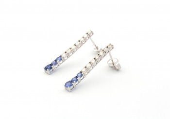 14k Yogo Sapphire and Diamond Drop Earrings 14k Yogo Sapphire and Diamond Drop Earrings