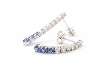 14k Yogo Sapphire and Diamond Drop Earrings 14k Yogo Sapphire and Diamond Drop Earrings