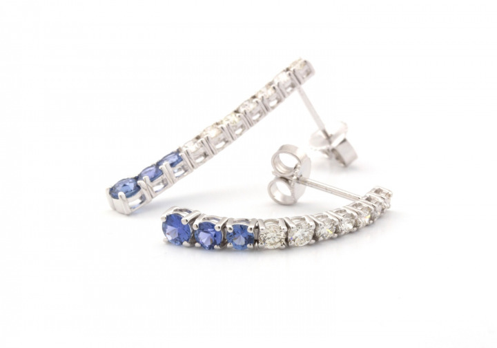 14k Yogo Sapphire and Diamond Drop Earrings