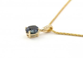 14K Fancy Montana Sapphire & Diamond Necklace 14K Fancy Montana Sapphire & Diamond Necklace