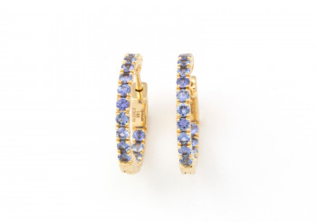 14k Yogo Sapphire Hoops