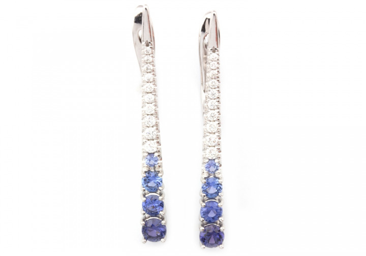 18k Yogo Sapphire and Diamond Earrings