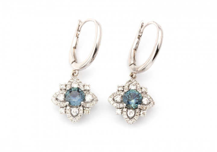 14k Fancy Montana Sapphire Dangles