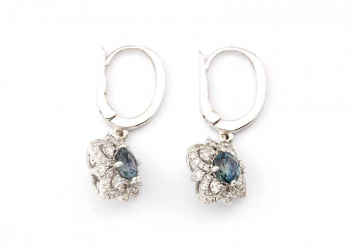 14k Fancy Montana Sapphire Dangles