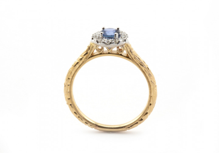 14kt Yogo Sapphire and Diamond Ring