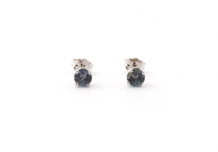 14k Fancy Montana Sapphire Studs