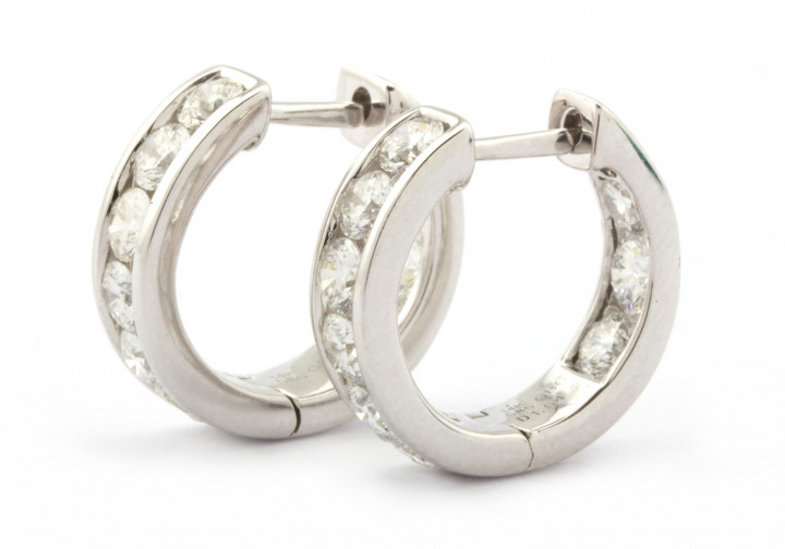 14k Diamond Hoop Earrings