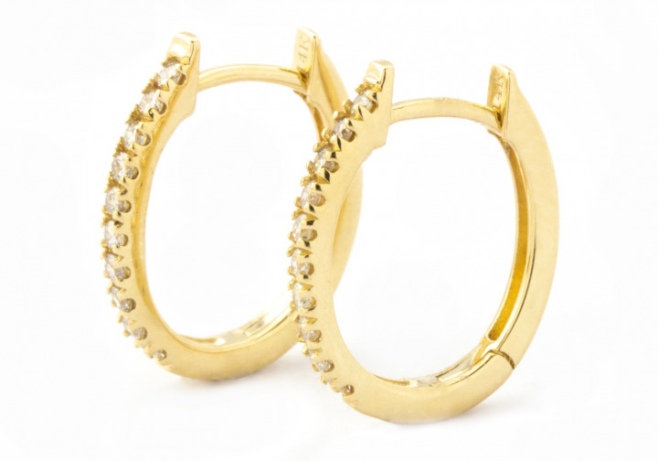 14k Diamond Huggie Earrings