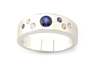 14k Montana Yogo & Diamond Ring