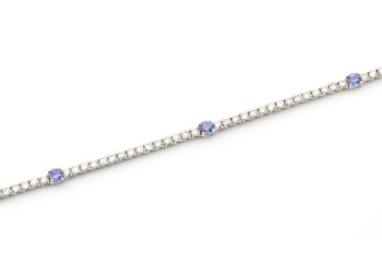 14k Yogo Sapphire and Diamond Tennis Necklace