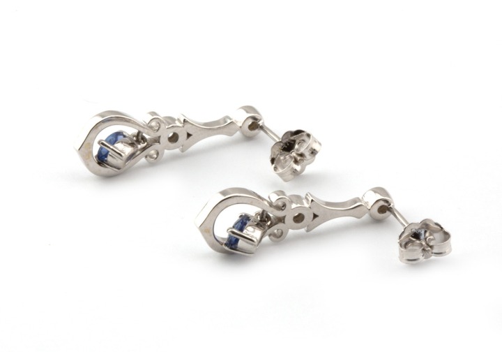 14k Yogo Sapphire and Diamond Earrings