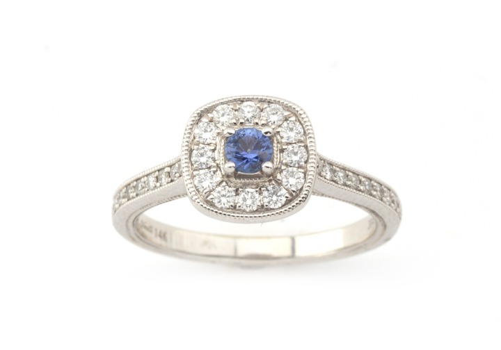 14k Yogo Sapphire and Diamond Ring