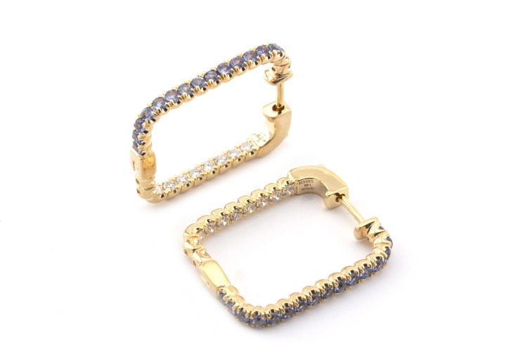 14K Gold Yogo and Diamond Earrings
