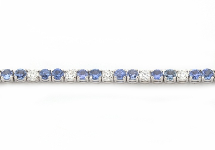 14K Yogo Sapphire and Diamond Tennis Bracelet