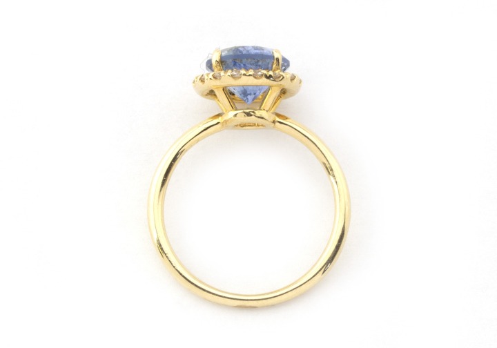 14k Fancy Montana Sapphire Diamond Halo Ring