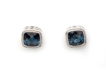 14k London Blue Topaz Stud Earrings