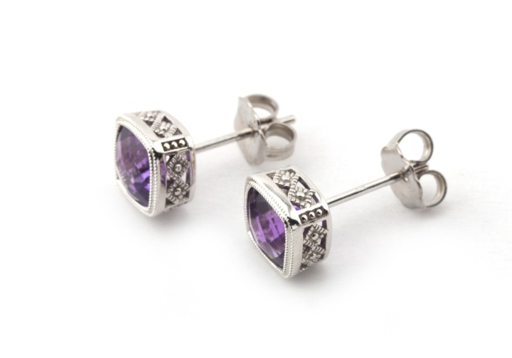 14k Amethyst Stud Earrings