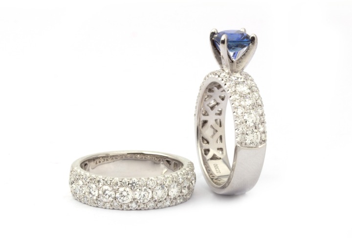 14k Yogo Sapphire Engagement set 