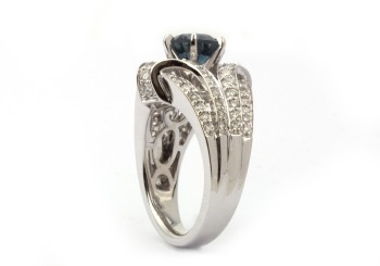 14k Fancy Montana Sapphire and Diamond Ring 14k Fancy Montana Sapphire and Diamond Ring