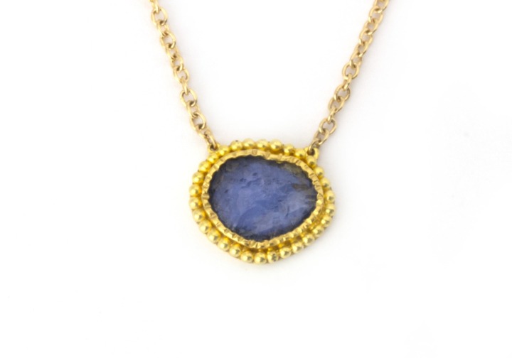 18k Rough Yogo Sapphire Pendant 