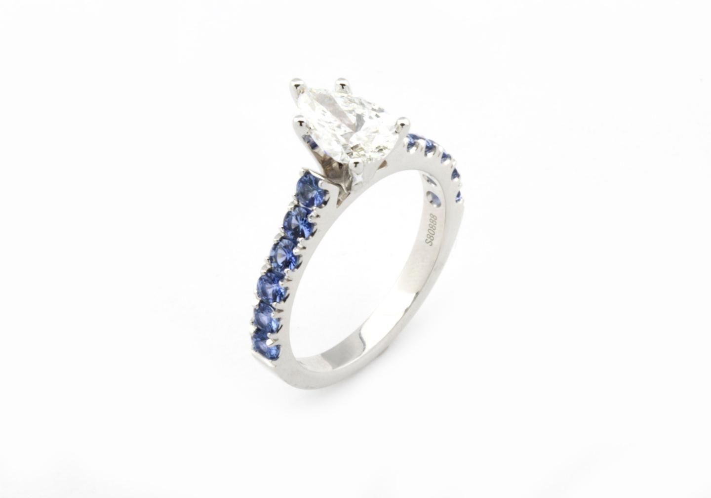 Diamond and Yogo Sapphire Engagement Ring