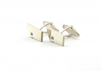Sterling Silver Yogo Sapphire Cufflinks