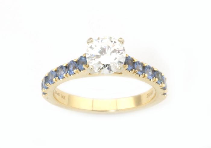 Diamond and Yogo Sapphire Engagement Ring