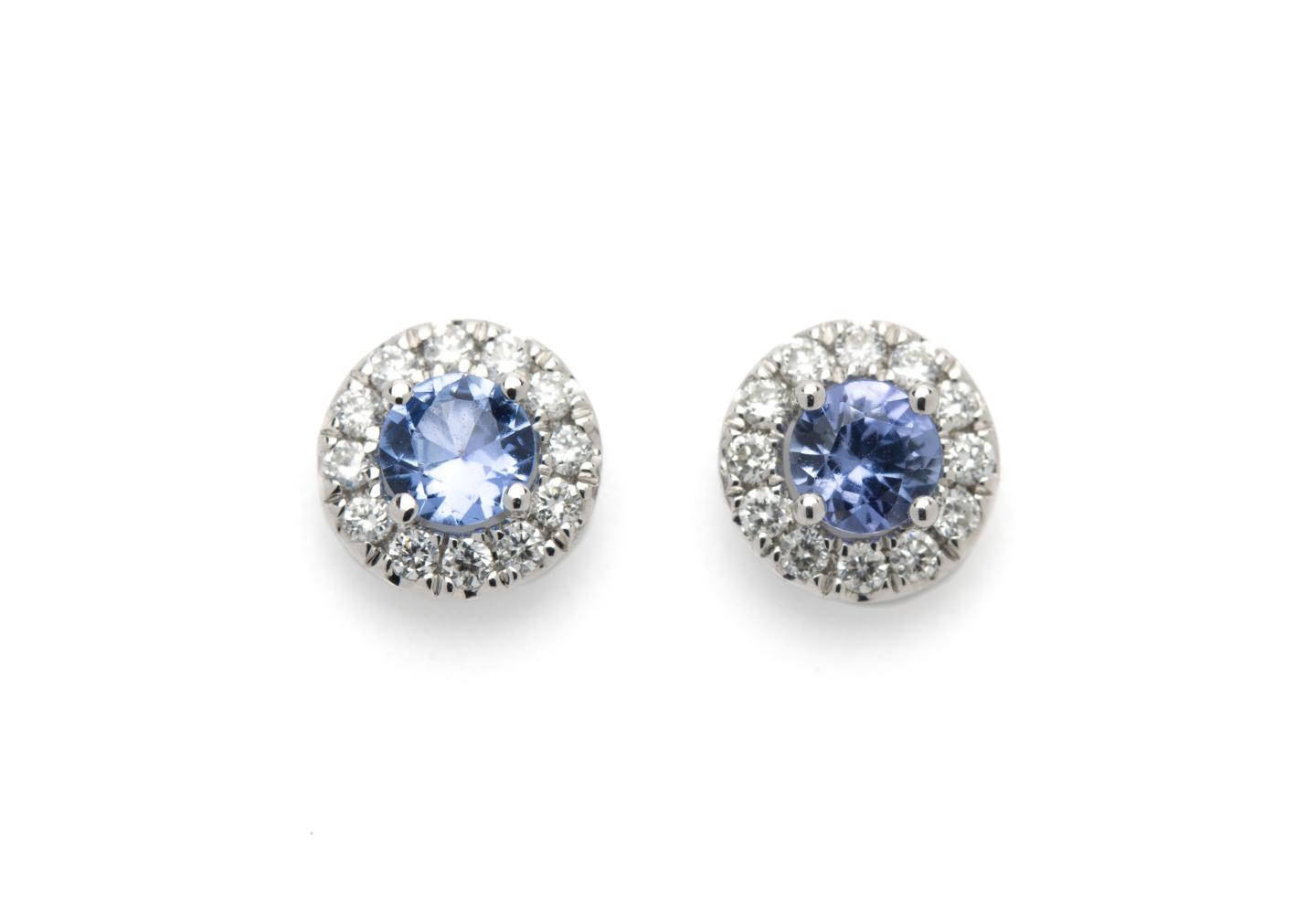 Yogo Sapphire and Diamond Earrings