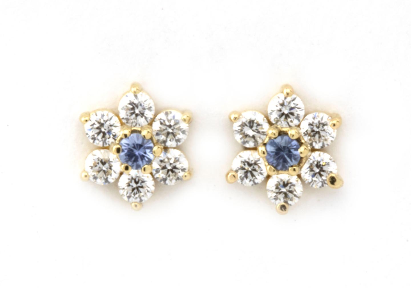 Diamond and Yogo Sapphire Earrings