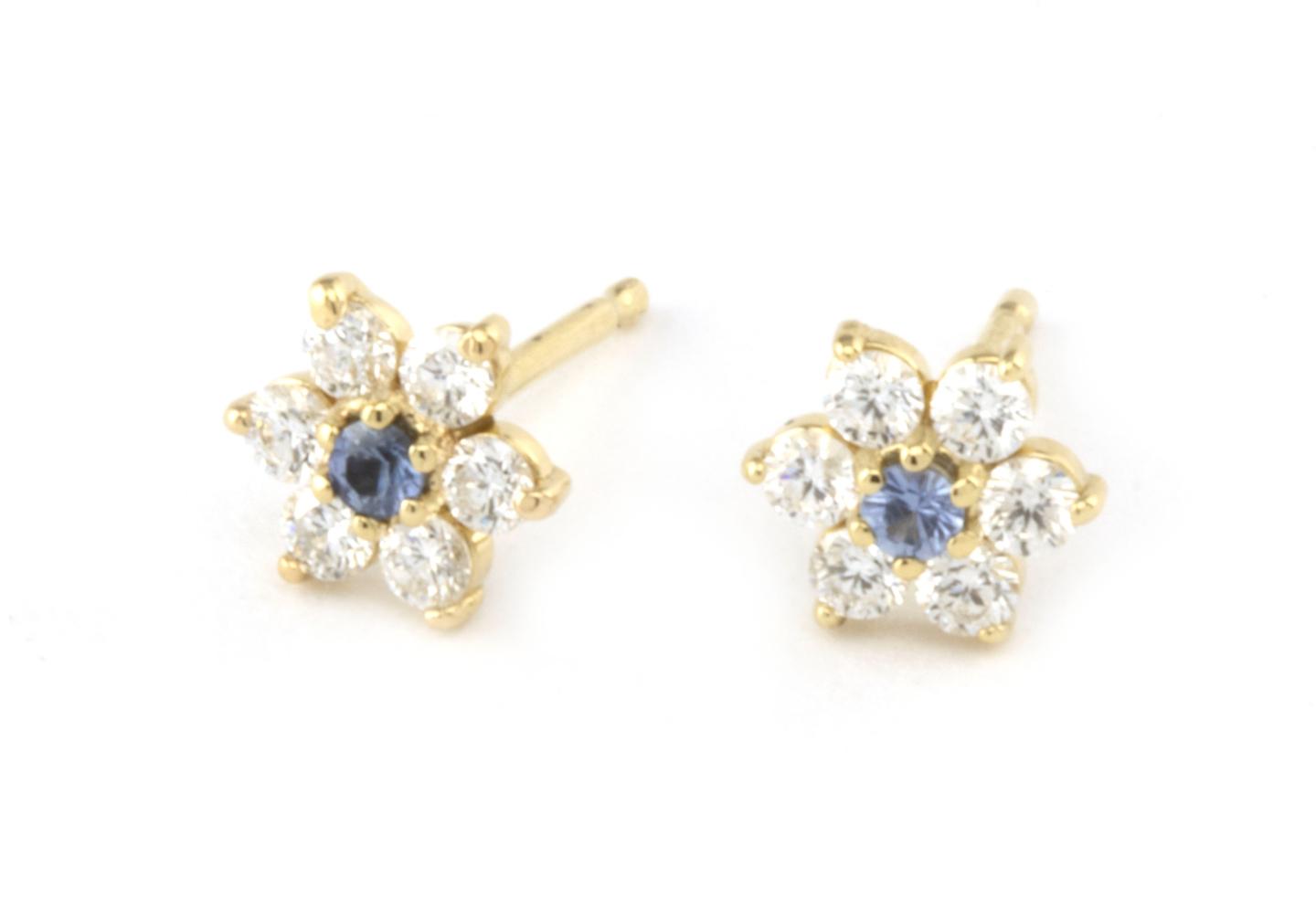 Diamond and Yogo Sapphire Earrings