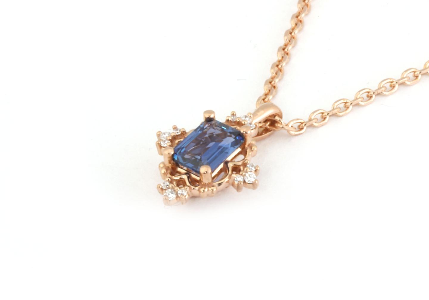 14k Yogo Sapphire and Diamond Necklace