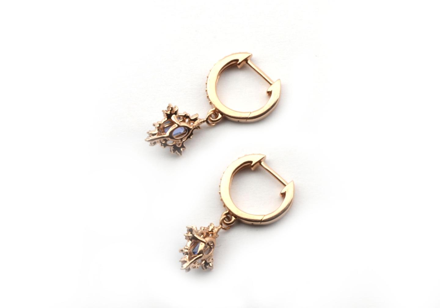 14k Yogo Sapphire and Diamond Earrings