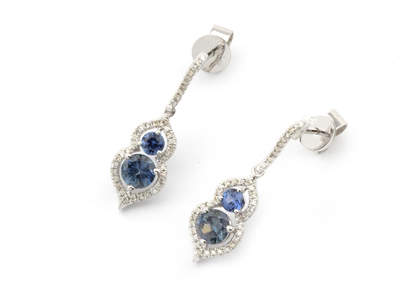 Yogo Sapphire and Diamond Dangle Earrings